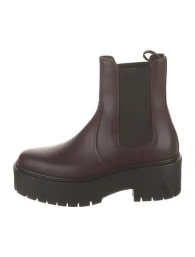 Pre-owned Hermes Harrow H Logo Chelsea Boots In Brown