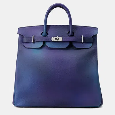 Pre-owned Hermes Haut A Courroies Cosmos Blue Nuit/violet Gradation Togo Leather Size 40