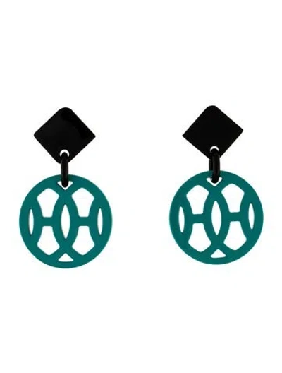 Pre-owned Hermes Hava Drop Earrings In Green