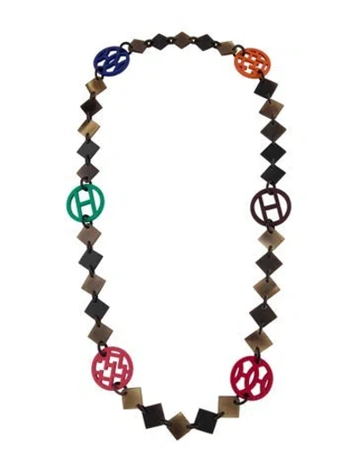 Pre-owned Hermes Hava Station Necklace, 15" In Multi