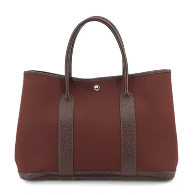 Pre-owned Hermes Havane Navy Toile Officier Leather Tote Bag ()