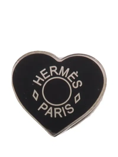 Pre-owned Hermes Heart Scarf Ring In Silver