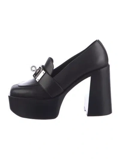 Pre-owned Hermes Heel 70 H Logo Pumps In Black