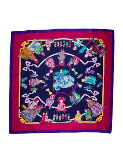 Pre-owned Hermes Hello Dolly Silk Scarf In Blue