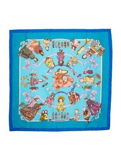 Pre-owned Hermes Hello Dolly Silk Scarf In Blue