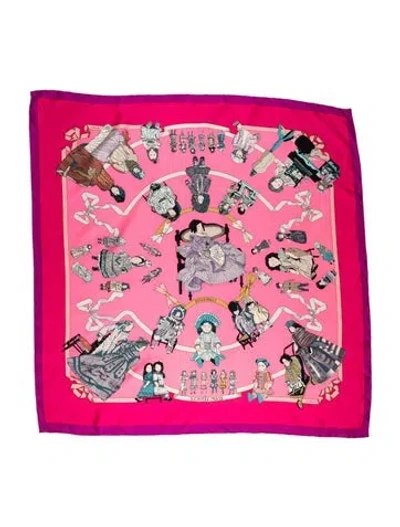 Pre-owned Hermes Hello Dolly Silk Scarf In Pink