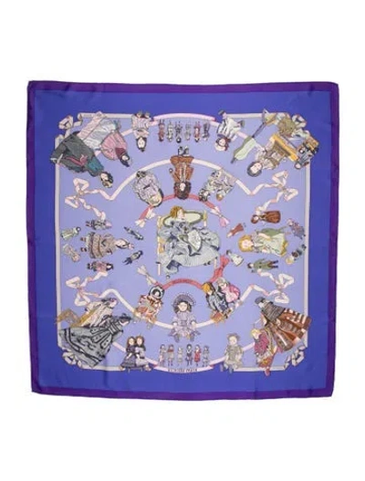 Pre-owned Hermes Hello Dolly Silk Scarf In Purple