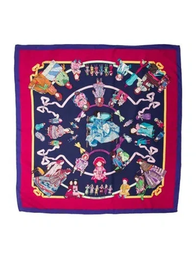 Pre-owned Hermes Hello Dolly Silk Scarf In Purple