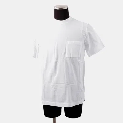 Pre-owned Hermes Hembroidery Pocket T-shirt Size S White