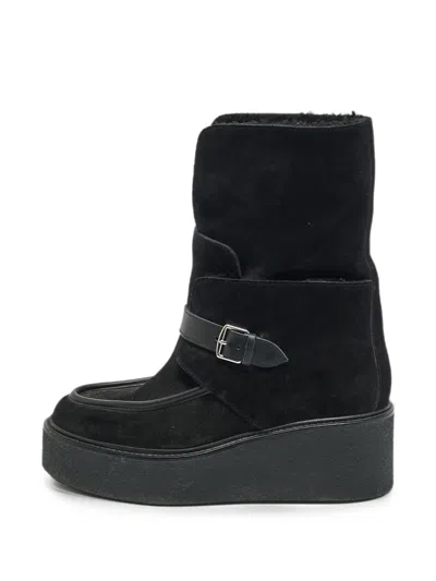 Pre-owned Hermes Hemisphere Buckled Ankle Boots In Black