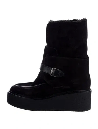 Pre-owned Hermes Hemisphere Suede Boots In Black