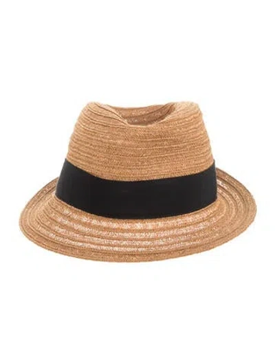 Pre-owned Hermes Hemp Fedora In Brown