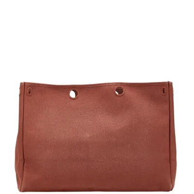 Pre-owned Hermes Her Bag Brown Canvas Handbag ()