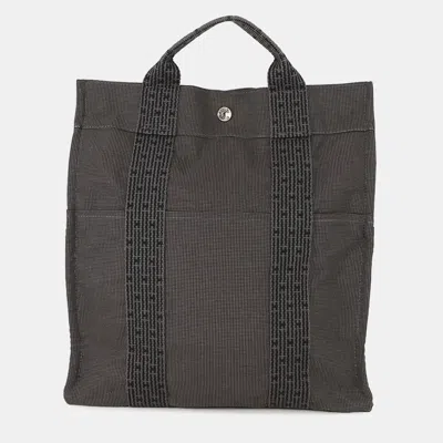 Pre-owned Hermes Her Line Ad Gray Nylon Canvas Size Mm