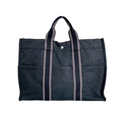 Pre-owned Hermes Her Line Black Canvas Tote Bag ()