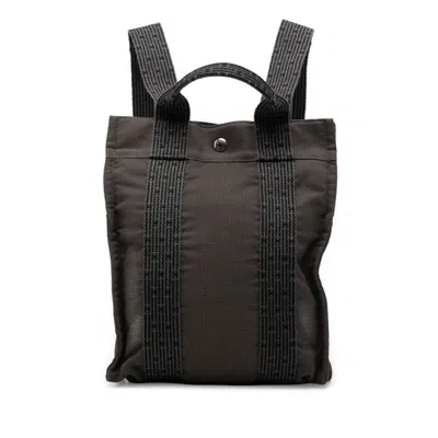 Pre-owned Hermes Her Line Black Gray Canvas Backpack () In Multi