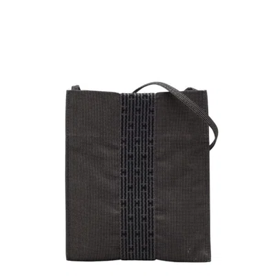 Pre-owned Hermes Her Line Black Gray Canvas Pochette Shoulder Bag () In Multi