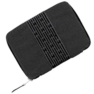 Pre-owned Hermes Her Line Black Gray Canvas Wallet (bi-fold) () In Multi