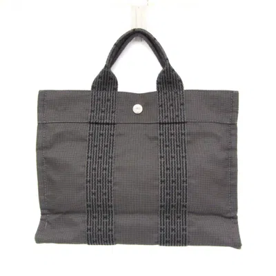 Pre-owned Hermes Her Line Black Gray Polyamide Polyester Tote Bag ()