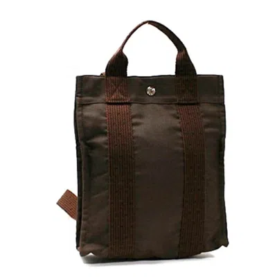 Pre-owned Hermes Her Line Brown Canvas Backpack ()
