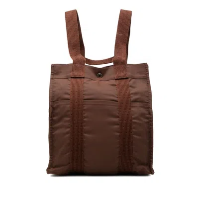 Pre-owned Hermes Her Line Brown Canvas Backpack ()