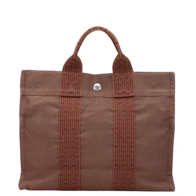 Pre-owned Hermes Her Line Brown Canvas Handbag Tote Bag ()