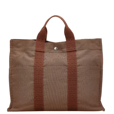 Pre-owned Hermes Her Line Brown Canvas Handbag Tote Bag ()