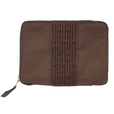 Pre-owned Hermes Her Line Brown Nylon Canvas Wallet (bi-fold) ()