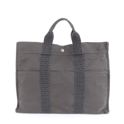 Pre-owned Hermes Her Line Dark Gray Canvas Tote Bag ()