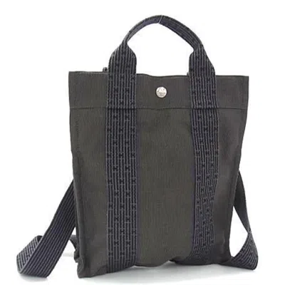 Pre-owned Hermes Her Line Gray Canvas Backpack Handbag Shoulder Bag ()