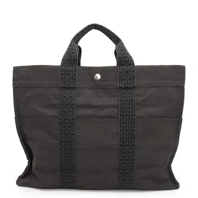 Pre-owned Hermes Her Line Gray Canvas Handbag Tote Bag ()