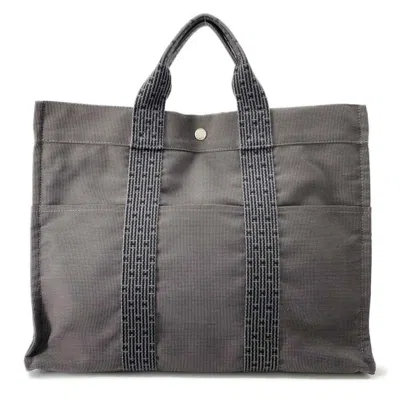 Pre-owned Hermes Her Line Gray Canvas Handbag Tote Bag ()