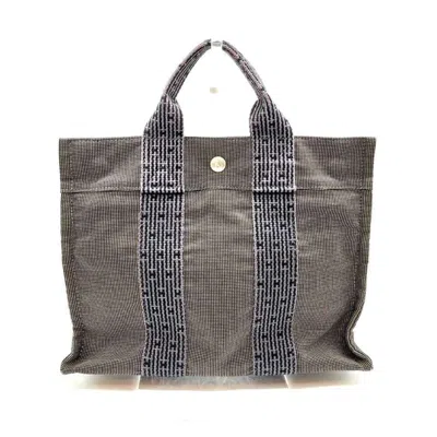 Pre-owned Hermes Her Line Gray Canvas Handbag Tote Bag ()