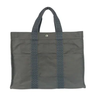Pre-owned Hermes Her Line Gray Canvas Handbag Tote Bag ()