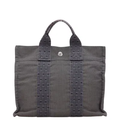 Pre-owned Hermes Her Line Gray Canvas Handbag Tote Bag ()