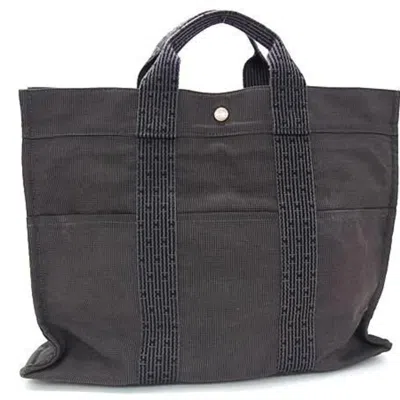 Pre-owned Hermes Her Line Gray Canvas Handbag Tote Bag ()