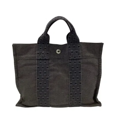 Pre-owned Hermes Her Line Gray Canvas Handbag Tote Bag ()