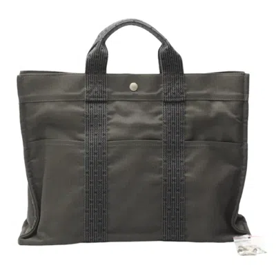 Pre-owned Hermes Her Line Gray Canvas Tote Bag ()