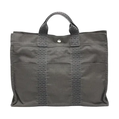 Pre-owned Hermes Her Line Gray Canvas Tote Bag ()