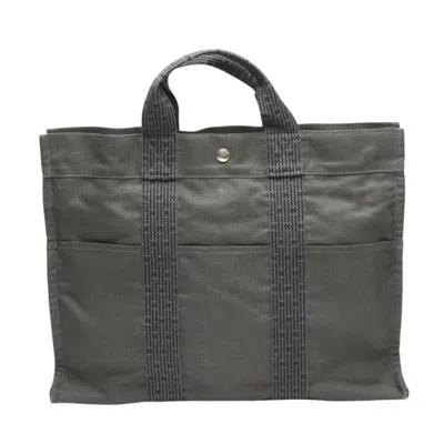 Pre-owned Hermes Her Line Gray Canvas Tote Bag ()
