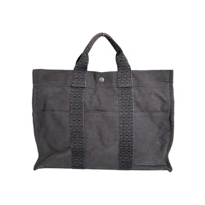 Pre-owned Hermes Her Line Gray Canvas Tote Bag ()
