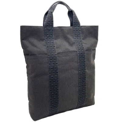Pre-owned Hermes Her Line Gray Nylon Canvas Handbag Tote Bag ()
