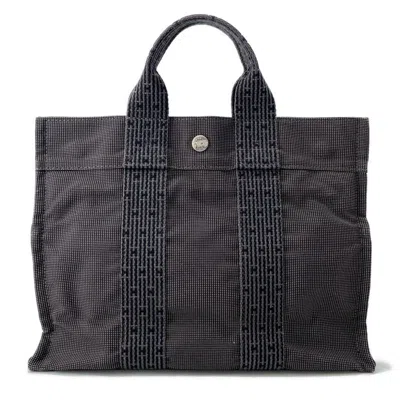 Pre-owned Hermes Her Line Gray Nylon Canvas Handbag Tote Bag ()