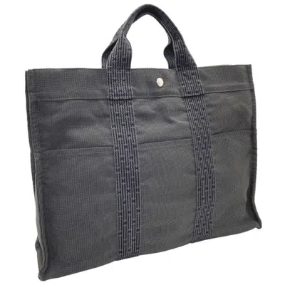 Pre-owned Hermes Her Line Gray Nylon Canvas Tote Bag ()