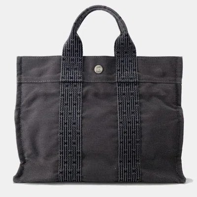 Pre-owned Hermes Her Line Gray Nylon Canvas Tote Pm