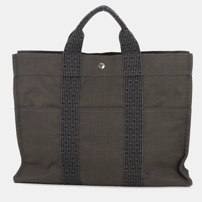 Pre-owned Hermes Her Line Tote Bag Gray Canvas Size Mm