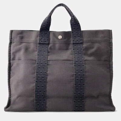 Pre-owned Hermes Her Line Tote Gray Nylon Canvas Size Mm
