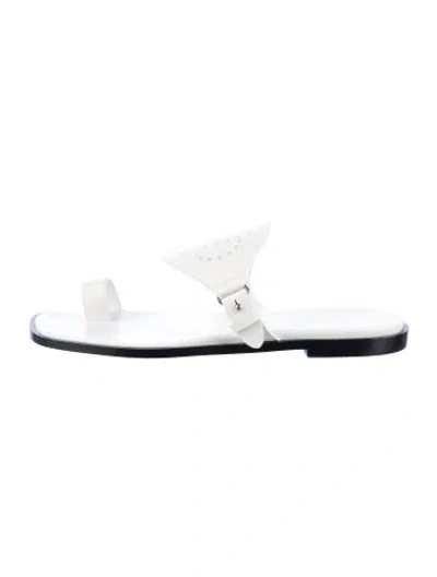 Pre-owned Hermes Hera H Logo Slides In White