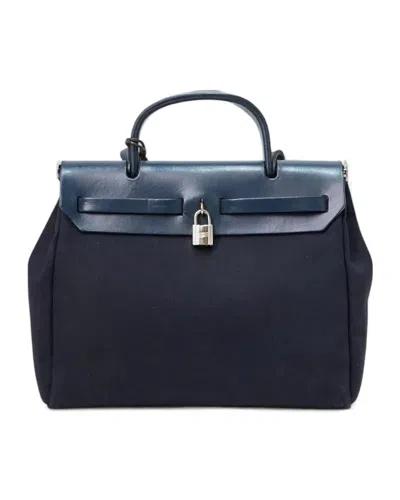 Pre-owned Hermes Hermès Herbag 31 Blue In Black