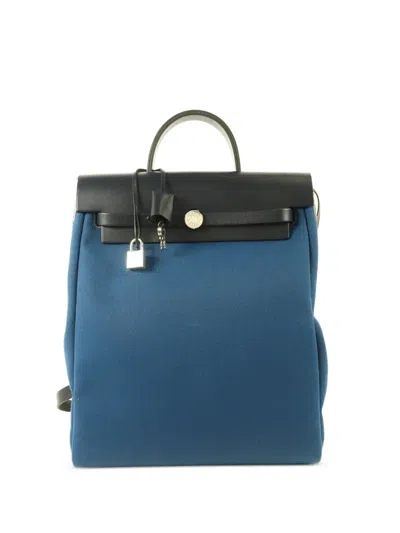 Pre-owned Hermes Herbag Backpack In Blue